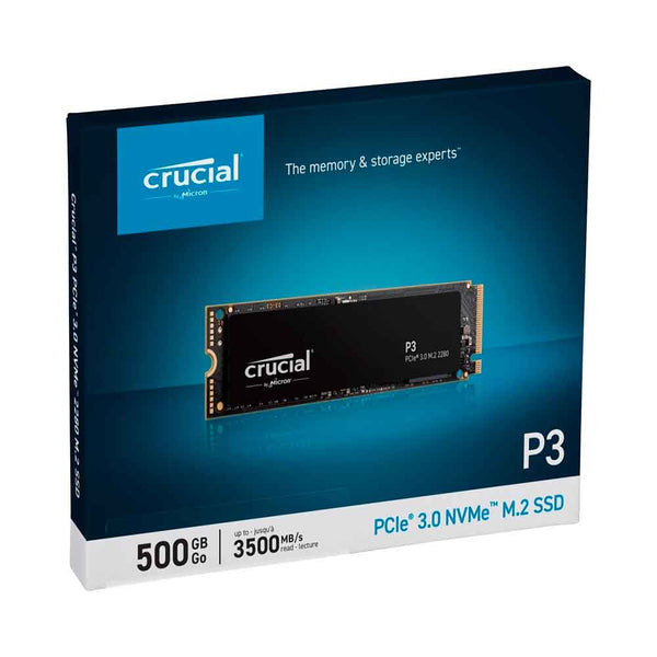 Crucial P3 500GB PCIe Gen3  NVMe M.2 SSD, up to 3500MB/s