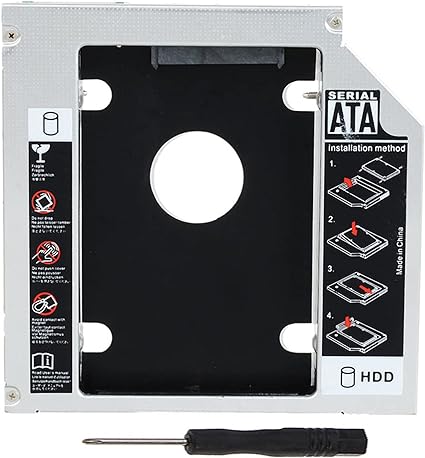 Hard Drive Caddy Tray, Universal 9.5mm SATA to SATA 2nd SSD HDD Hard Disk Caddy Adapter Tray Enclosures - Hard Disk Mounting Bracket with Screwdriver Compatible for HP, Lenovo, Dell, Acer Laptops