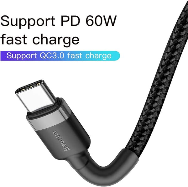 Baseus Caviol Fast Charging Cable Type C PD2.0 60W (20V 3A), Grey+Black 2m