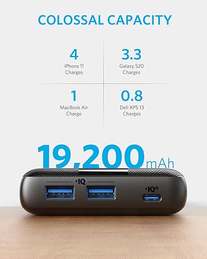 Anker Power Core III laptop 60W Power Bank 19200 mAh, Smartphones, Tablets, and Laptops, Black