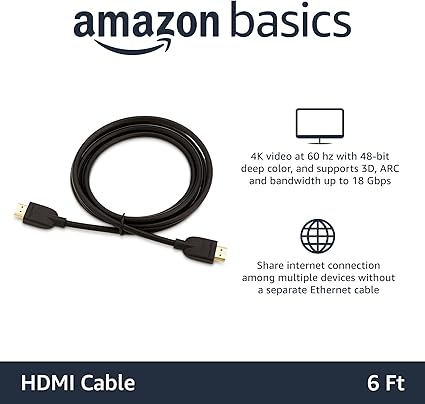 Amazon Basics HDMI to HDMI 6 Feet 3-Pack