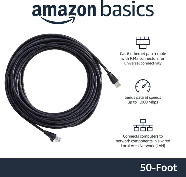 Amazon Basics RJ45 Cat-6 Ethernet Patch Cable  50 Foot 15.2 m