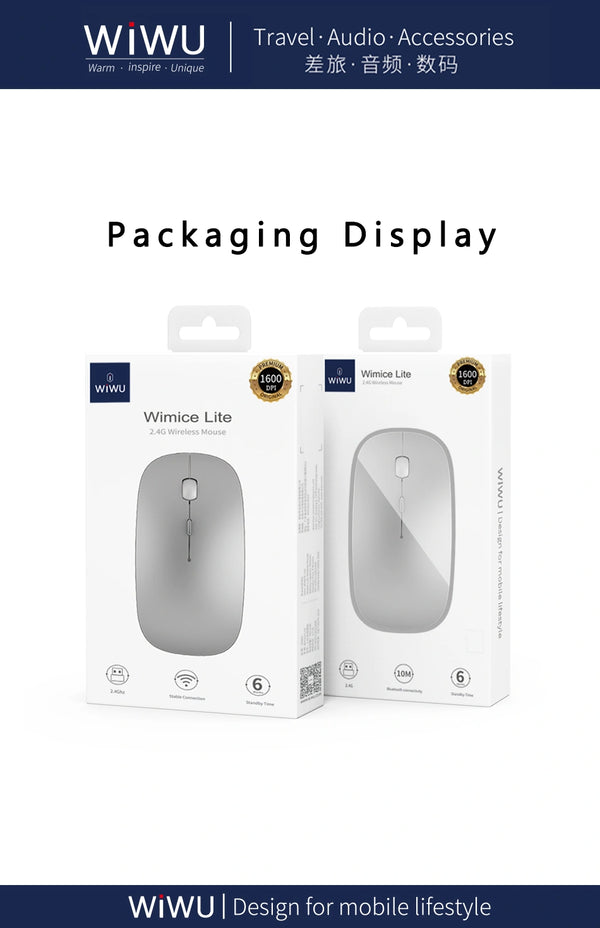 WiWU Mouse Wireless Rechargeable (WM102, Silver)